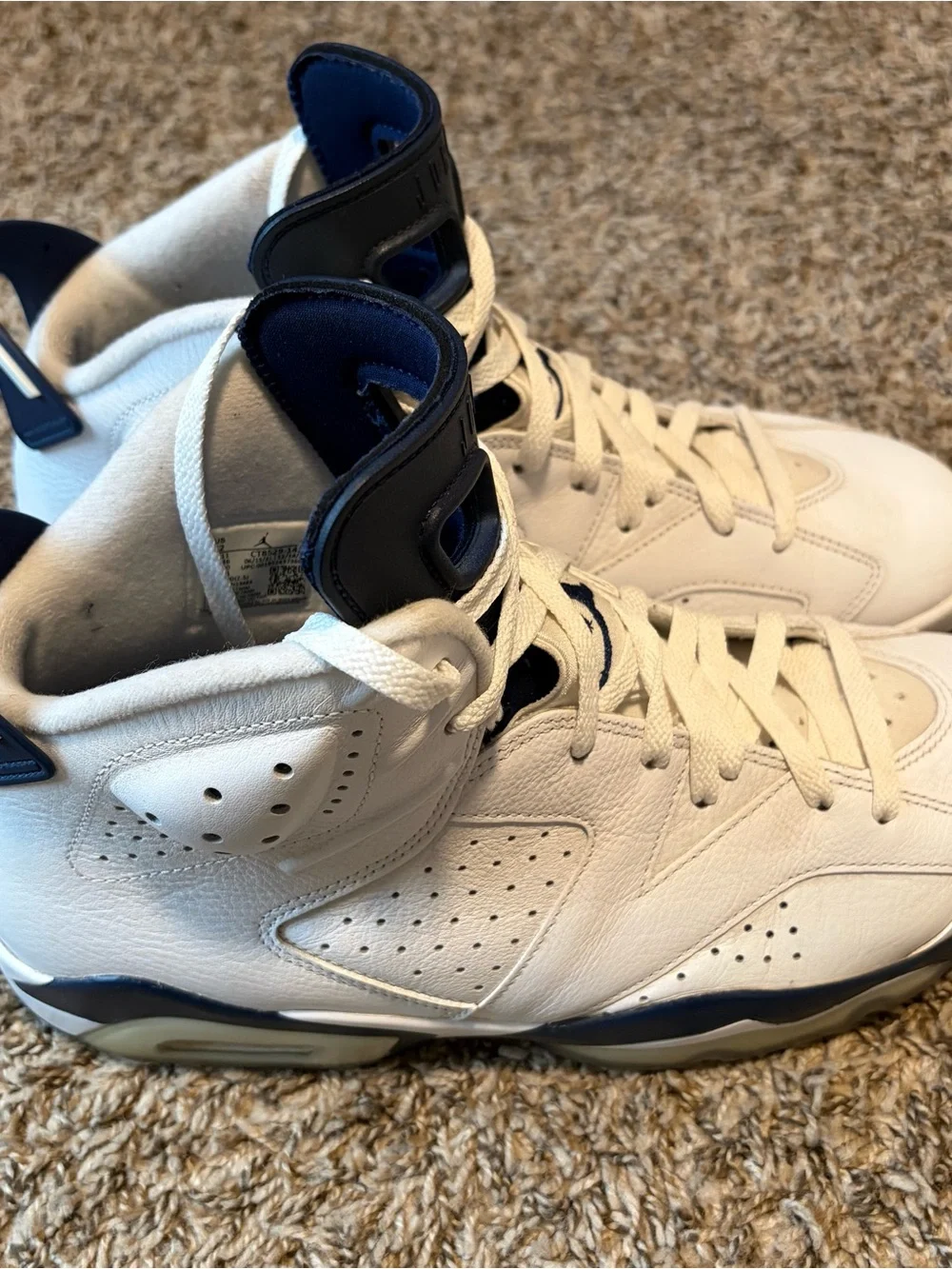 Jordan Men’s White and Navy High-Top Sneakers